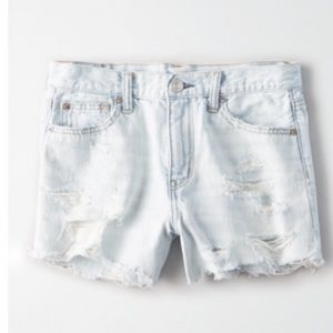 AE high waisted denim festival midi shorts